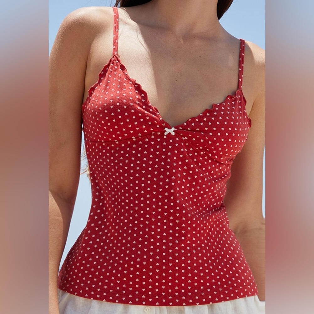 brandy melville red heart tiffany tank top lolita coquette cottage y2k